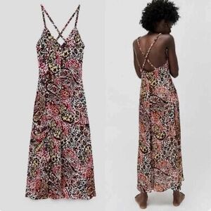 ZARA Printed Cross Back Floral Maxi Dress XS